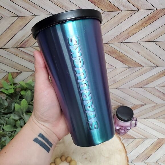 Starbucks Stainless Steel Galaxy Iridescent Metallic Tumbler 2014 16oz Grande - Picture 1 of 9